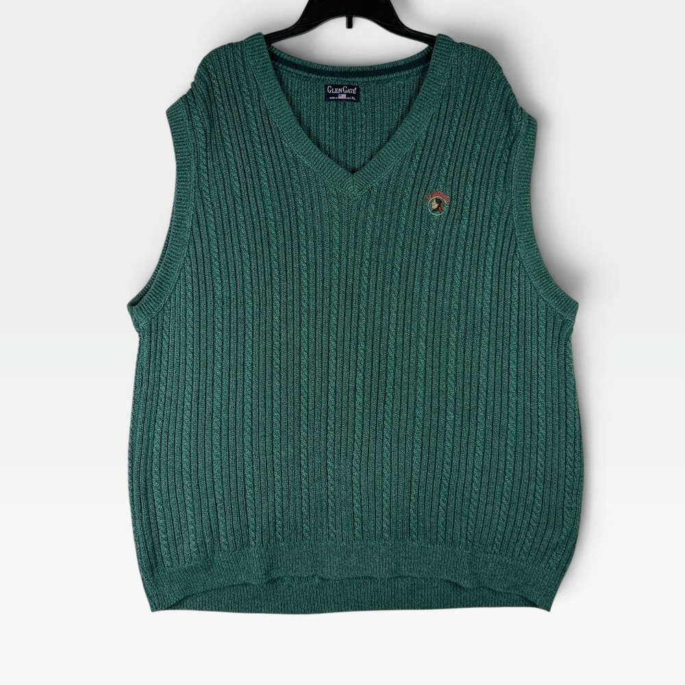 Seminole Golf Club Sweater Vest Mens XL Glen Gate Green Cotton Made USA Golf